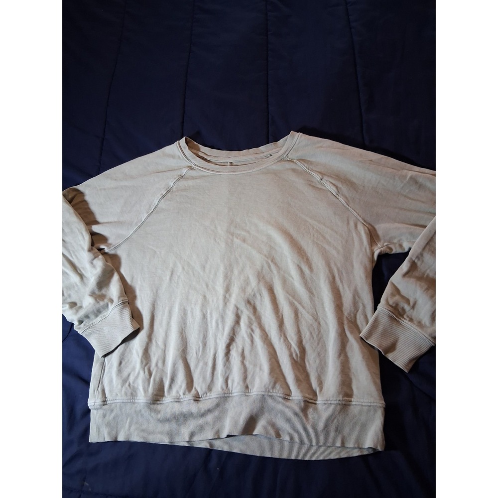 Athleta Coaster Luxe Sweatshirt Womens Small Beige Crew Neck Pullover Athleisure